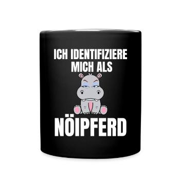 Gelangweiltes Nilpferd / Nölpferd / Keinen Bock - Tasse einfarbig - Schwarz - Vorne