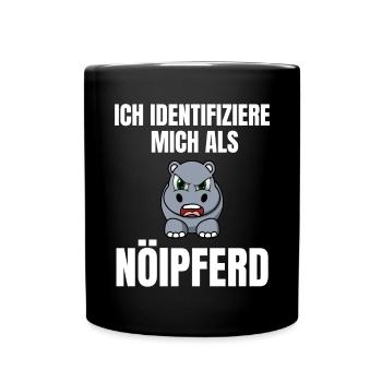 Gelangweiltes Nilpferd / Nölpferd / Keinen Bock - Tasse einfarbig - Schwarz - Vorne