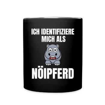 Gelangweiltes Nilpferd / Nölpferd / Keinen Bock - Tasse einfarbig - Schwarz - Vorne