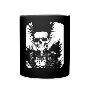 Horror Fan Totenkopf mit Irokesenschnitt Verrückter Punkrocker Wortspiel - Tasse einfarbig - Schwarz - Vorne