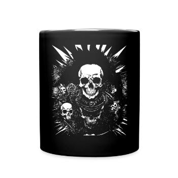 Punkrock Fan Skull mit Mohawk Crazy Antisocial P - Tasse einfarbig - Schwarz - Vorne
