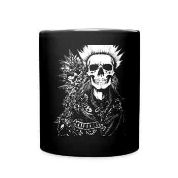 Punkrock Fan Skull mit Mohawk Crazy Antisocial P - Tasse einfarbig - Schwarz - Vorne
