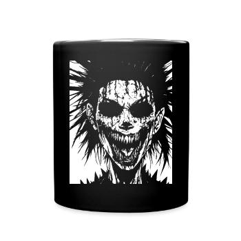 Punkrock Fan Skull mit Mohawk Crazy Antisocial P - Tasse einfarbig - Schwarz - Vorne
