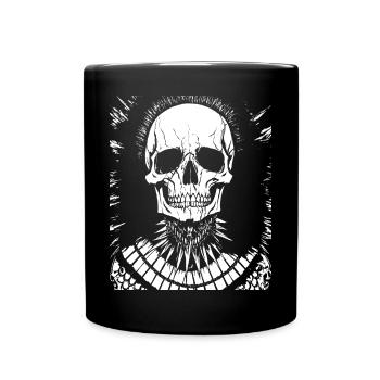 Horror Fan Totenkopf mit Irokesenschnitt Verrückter Punkrocker Wortspiel - Tasse einfarbig - Schwarz - Vorne