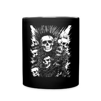 Horror Fan Totenkopf mit Irokesenschnitt Verrückter Punkrocker Wortspiel - Tasse einfarbig - Schwarz - Vorne