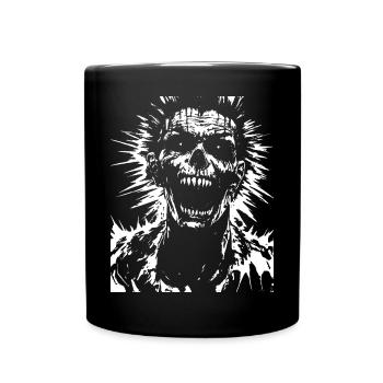 Horror Fan Totenkopf mit Irokesenschnitt Verrückter Punkrocker Wortspiel - Tasse einfarbig - Schwarz - Vorne
