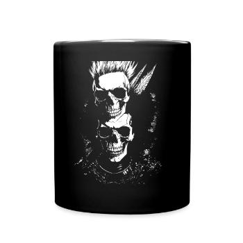 Punkrock Fan Skull mit Mohawk Crazy Antisocial P - Tasse einfarbig - Schwarz - Vorne