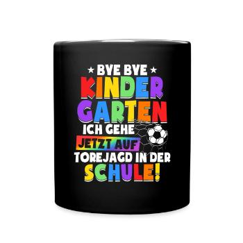 Fußballspieler Einschulung Schulkind Fußballer - Tasse einfarbig - Schwarz - Vorne