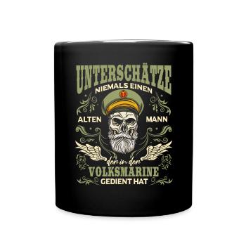 Unterschätze Niemals Einen Mann Volksmarine DDR - Tasse einfarbig - Schwarz - Vorne