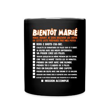 gages liste evg humour futur marié mariage garçon - Mug uni - noir - Devant