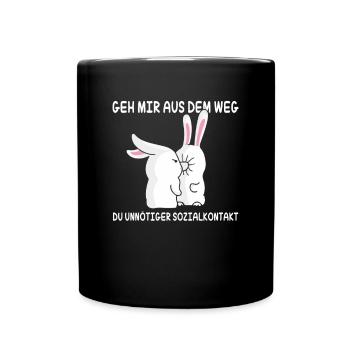 Geh mir aus dem Weg unnötiger Sozialkontakt Hase - Tasse einfarbig - Schwarz - Vorne