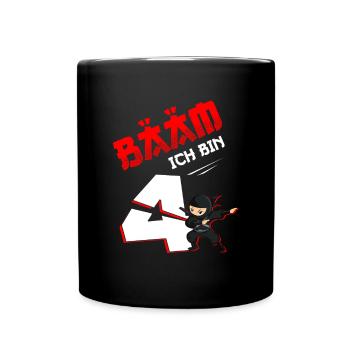 4. Geburtstag Junge 4 Jahre alt - Tasse einfarbig - Schwarz - Vorne