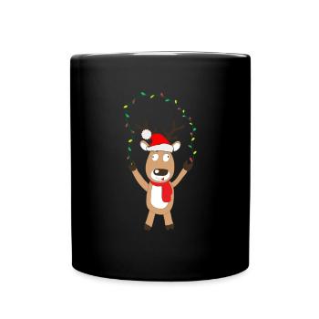 Funny Christmas Reindeer - Tasse einfarbig - Schwarz - Vorne