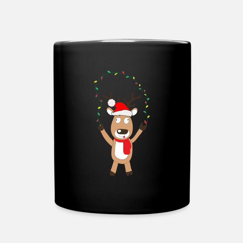 Funny Christmas Reindeer - Tasse einfarbig - Schwarz