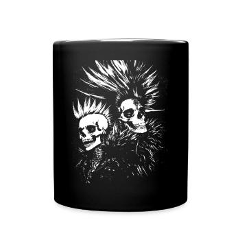 Punkrock Fan Skull mit Mohawk Crazy Antisocial P - Tasse einfarbig - Schwarz - Vorne
