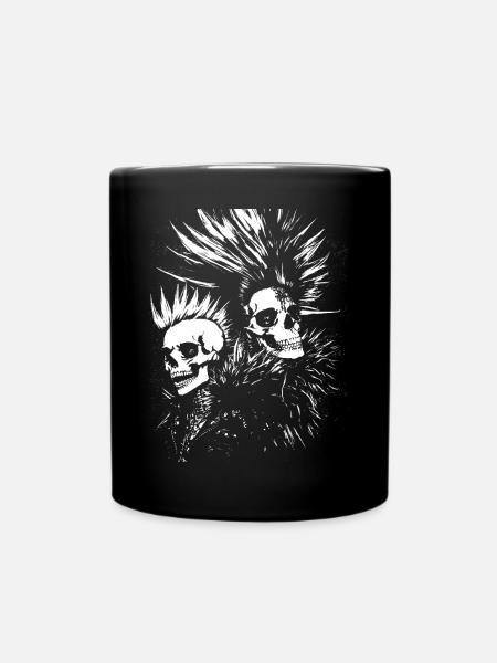 Punkrock Fan Skull mit Mohawk Crazy Antisocial P - Tasse einfarbig - Schwarz