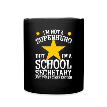 Super-héros et secrétaire d’école drôle - Mug uni - noir - Devant