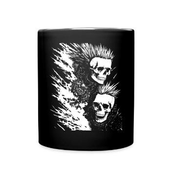 Punkrock Fan Skull mit Mohawk Crazy Antisocial P - Tasse einfarbig - Schwarz - Vorne