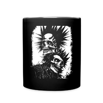 Horror Fan Skull with Mohawk Crazy Punkrocker Pun - Full Colour Mug - black - Front
