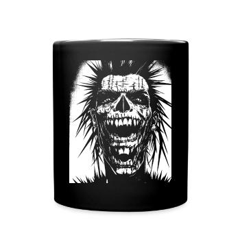 Crâne de fan de punkrock avec Mohawk Crazy Antisocial P - Mug uni - noir - Devant