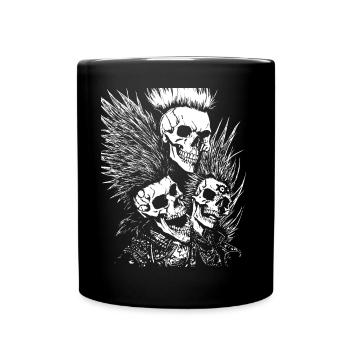 Horror Fan Skull with Mohawk Crazy Punkrocker Pun - Full Colour Mug - black - Front