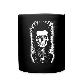 Crâne de fan de punkrock avec Mohawk Crazy Antisocial P - Mug uni - noir - Devant
