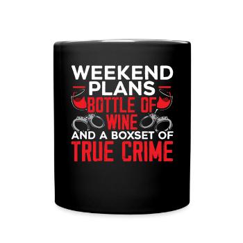 True Crime Documentary Mystery Podcast Wine Lover - Full Colour Mug - black - Front