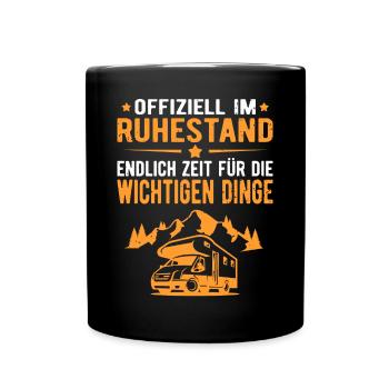 Wohnwagen Wohnmobil Campen Rentner Rente Ruhestand - Tasse einfarbig - Schwarz - Vorne