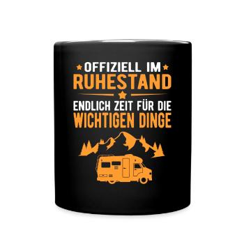 Wohnwagen Wohnmobil Campen Rentner Rente Ruhestand - Tasse einfarbig - Schwarz - Vorne