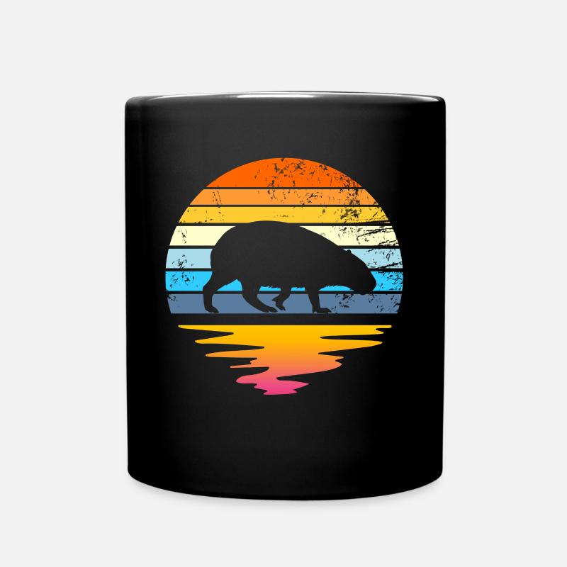 Capybara Retro Sunset Tierliebhaber Capybara - Tasse einfarbig - Schwarz