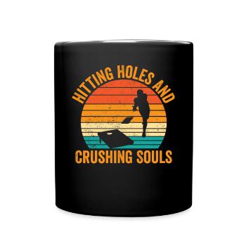 Lustiges Cornhole Corn Hole - Tasse einfarbig - Schwarz - Vorne