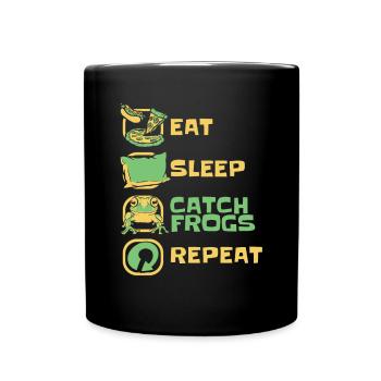 Eat Sleep Catch Frogs Repeat Toad Tadpole - Full Colour Mug - black - Front