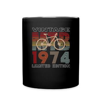 50 Birthday 1974 Vintage Retro Bicycle Cyclist - Full Colour Mug - black - Front