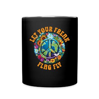 Hippie Peace Sign Peace Flowers Flower Child - Mug uni - noir - Devant