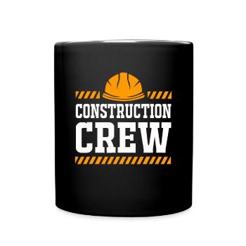 Geburtstag Crew Bau FamilieBauteil - Tasse einfarbig - Schwarz - Vorne