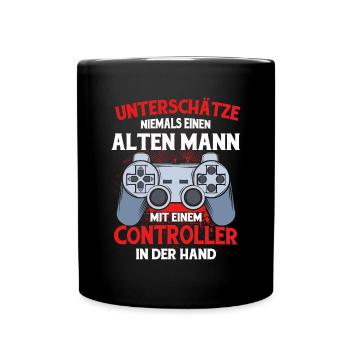 Zocker Geschenk Junge Gamer Controller Zocken - Tasse einfarbig - Schwarz - Vorne