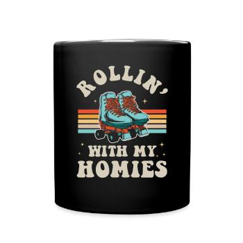 Inline Skate Geschenk Rollerskates Roller 70er - Tasse einfarbig - Schwarz - Vorne