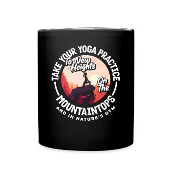 Take your yoga practice to new heights in - Full Colour Mug - black - Front