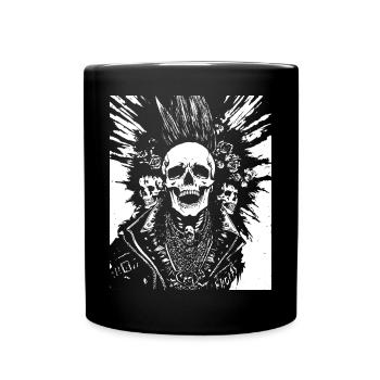Punkrock Fan Skull mit Mohawk Crazy Antisocial P - Tasse einfarbig - Schwarz - Vorne