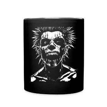 Anarchy Fan Schädel mit Irokesenschnitt Verrückt Asozial Pu - Tasse einfarbig - Schwarz - Vorne