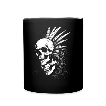 Anarchy Fan Skull with Mohawk Crazy Antisocial Pu - Full Colour Mug - black - Front