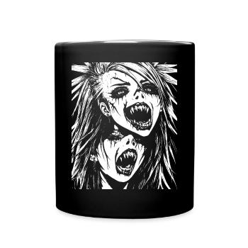 Punkrock Fan Skull mit Mohawk Crazy Antisocial P - Tasse einfarbig - Schwarz - Vorne