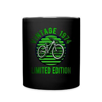 50 Geburtstag 1974 Vintage Retro Fahrrad Radfahrer - Tasse einfarbig - Schwarz - Vorne