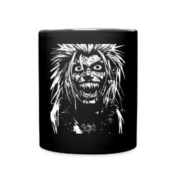 Crâne de fan de punkrock avec Mohawk Crazy Antisocial P - Mug uni - noir - Devant