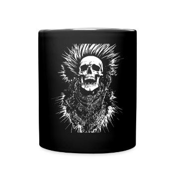 Anarchy Fan Schädel mit Irokesenschnitt Verrückt Asozial Pu - Tasse einfarbig - Schwarz - Vorne