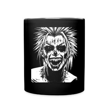 Punkrock Fan Totenkopf mit Irokesenschnitt Crazy Asocial P - Tasse einfarbig - Schwarz - Vorne