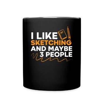 Skizzieren Zeichnen Kritzeln Zeichnen Zeichner - Tasse einfarbig - Schwarz - Vorne