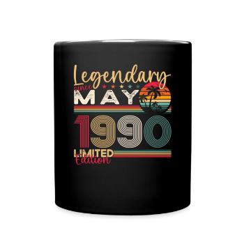 33rd Birthday Man Legendary May Vintage 1990 - Full Colour Mug - black - Front