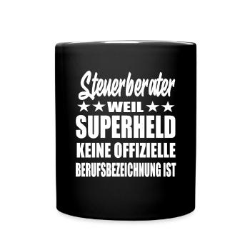 Steuerberater Superheld Spruch - Tasse einfarbig - Schwarz - Vorne
