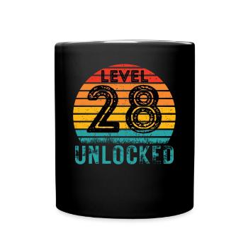 28 Jahre - 28. Geburtstag Level 28 Complete Design - Tasse einfarbig - Schwarz - Vorne